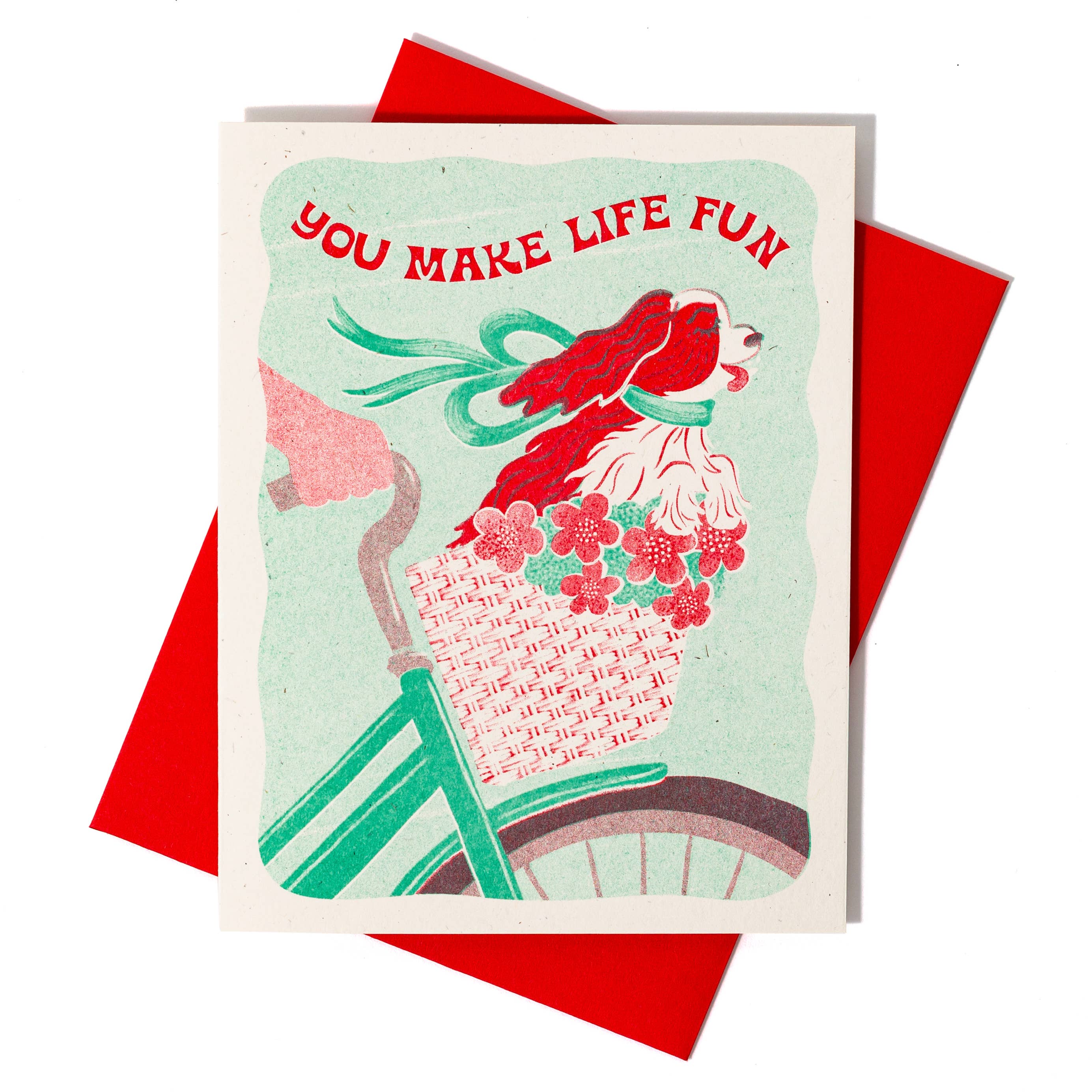 Bromstad Printing Co. - Wholesale Everyday Greeting Card - You Make Life Fun Dog - Risograph Greeting Card2