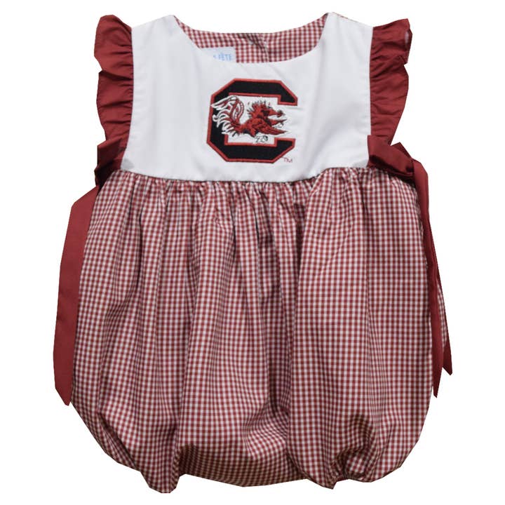 Vive La Fete - Wholesale Bodysuit (Non-Footed) - Baby - South Carolina Gamecocks Embroidered Gingham Girls Bubble
