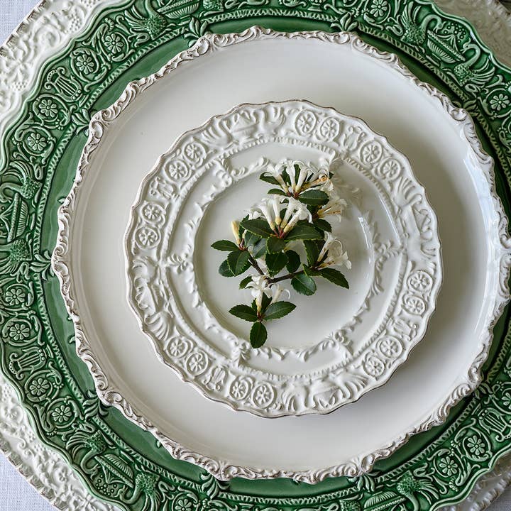 Arte Italica & Crown Linen Designs - Venta al por mayor Plato grande - Plato de cena renacentista italiano verde6