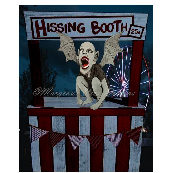Bat Boy Hissing Booth Night Carnival Art Print for wholesale by Margeaux Wex Designs