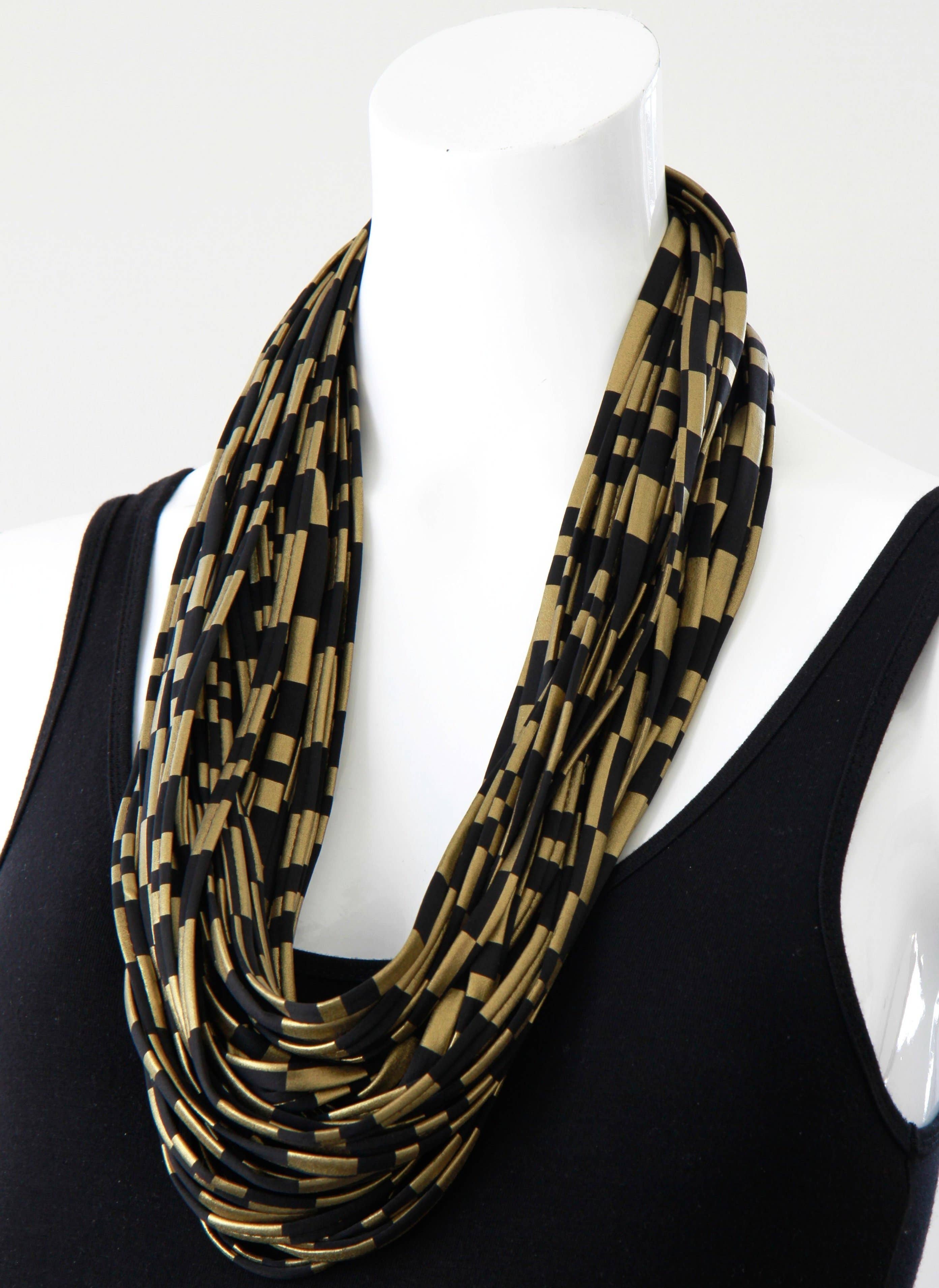 Necknots - Wholesale Scarf - Women's - Scarf and Necklace in Black and Gold 'Pot of Gold'3