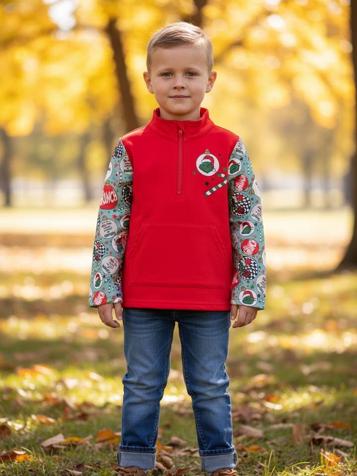Kids Charm Online - Wholesale Sweatshirt - Kids - Boys red Christmas character printed pullover. TPG51621 SOL1