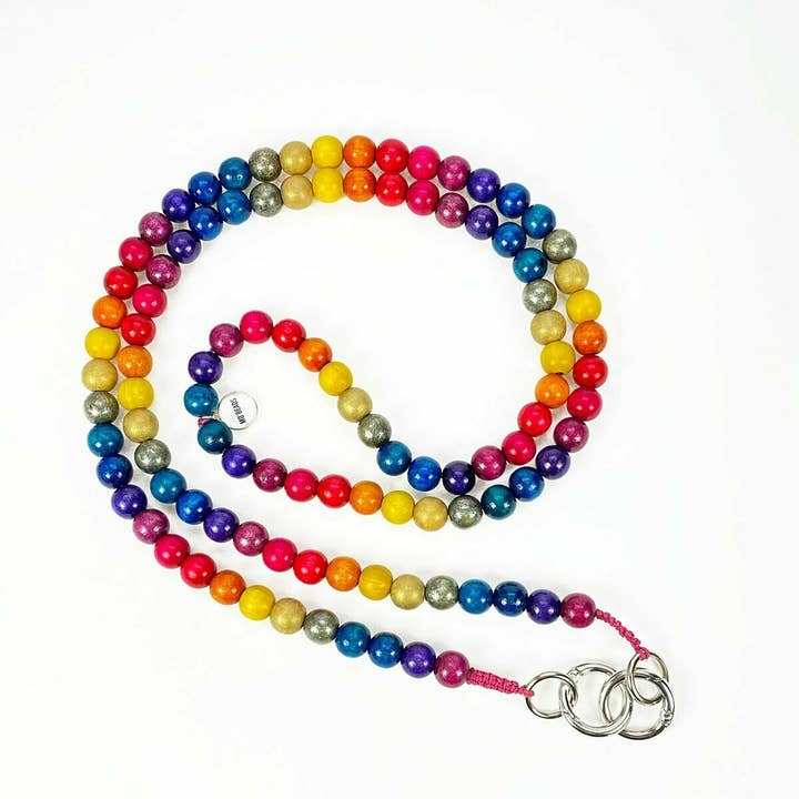 Escapulario - Wholesale Keychain Bracelet - Rainbow mobile phone necklace made of wooden beads2