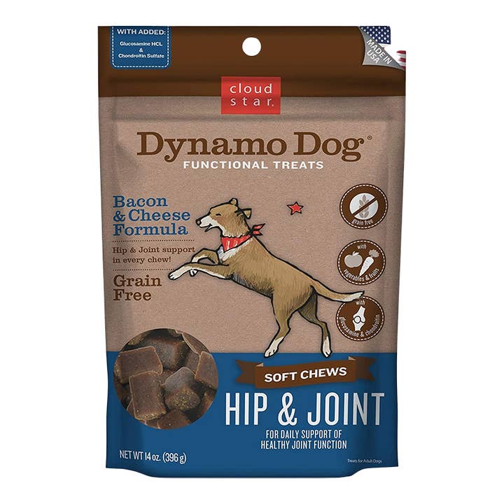 Petdropshipper - Wholesale Pet Treats - Dog - Cloud Star Dynamo Dog Hip and Joint Soft Chews Bacon and Cheese Formula Dog Treats; 14oz. Bag