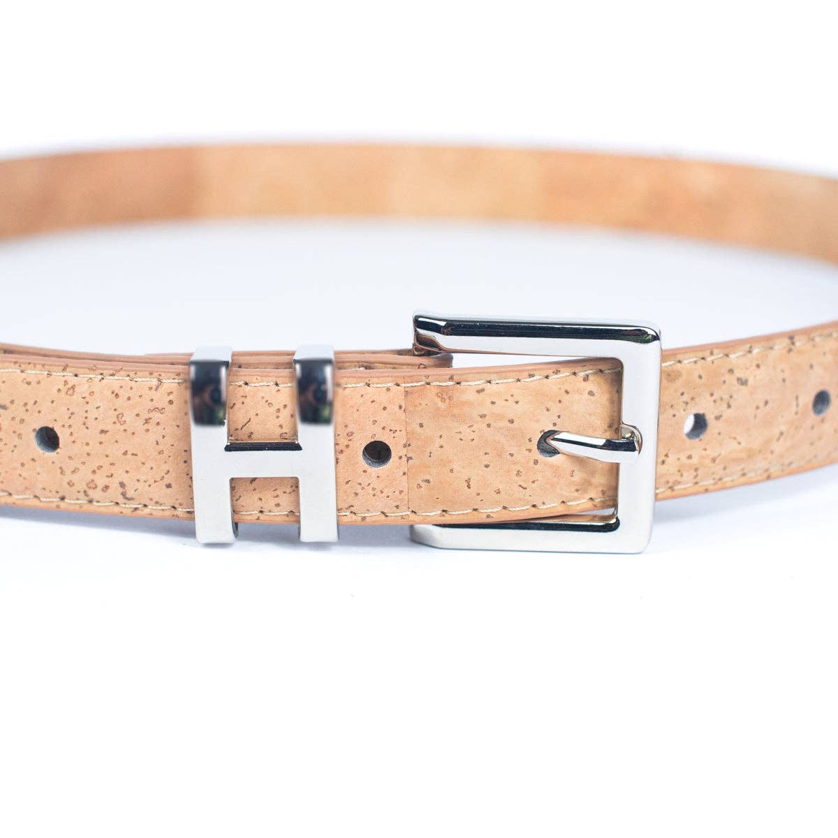 Meninas Bonitas Cork – wholesale Belt – Women's – Double-Sided Cork Belt with H Logo Design, Women's Silver L-100413