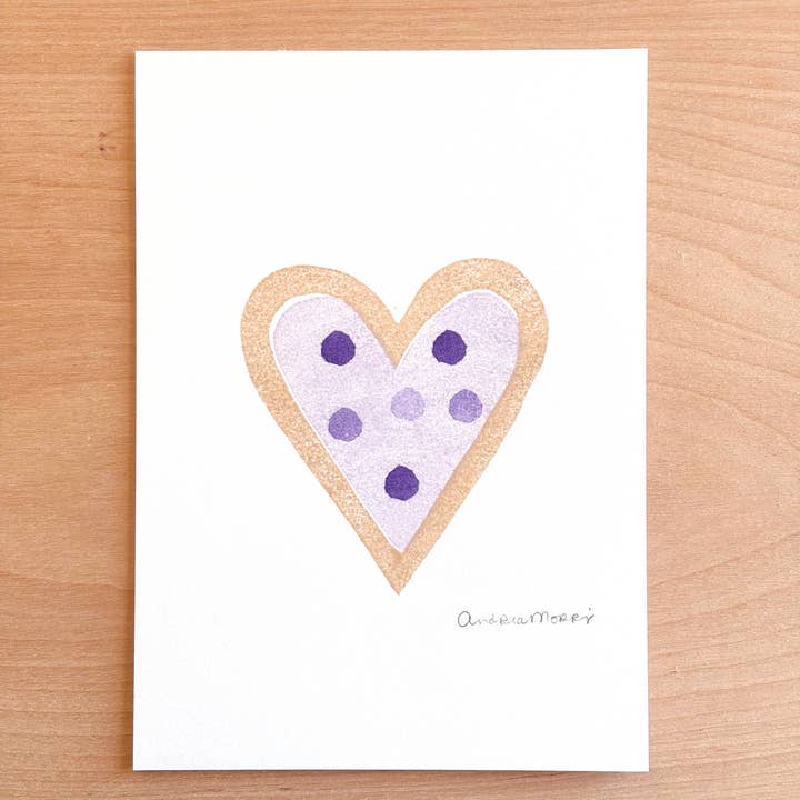 "Valentine's Treats" Handmade Linocut Print for wholesale by Andrea Morris Art
