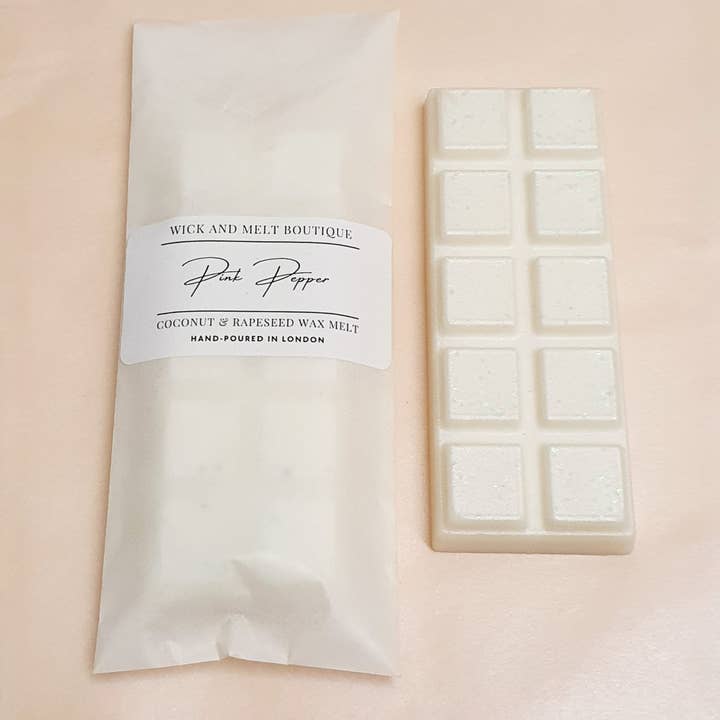 Wax Melts 50g — Pink Pepper (10 Cube Snap Bar) for wholesale by Wick and Melt Boutique