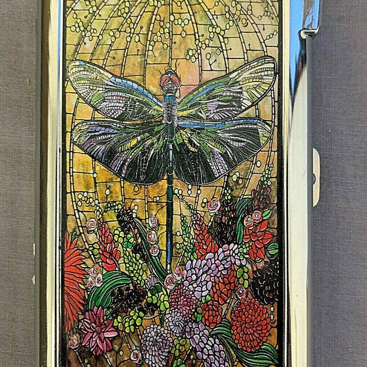 Lighter King - Wholesale Cigarette Case - Premium Double Sided Beautiful Dragon Fly Cigarette Case W/B
