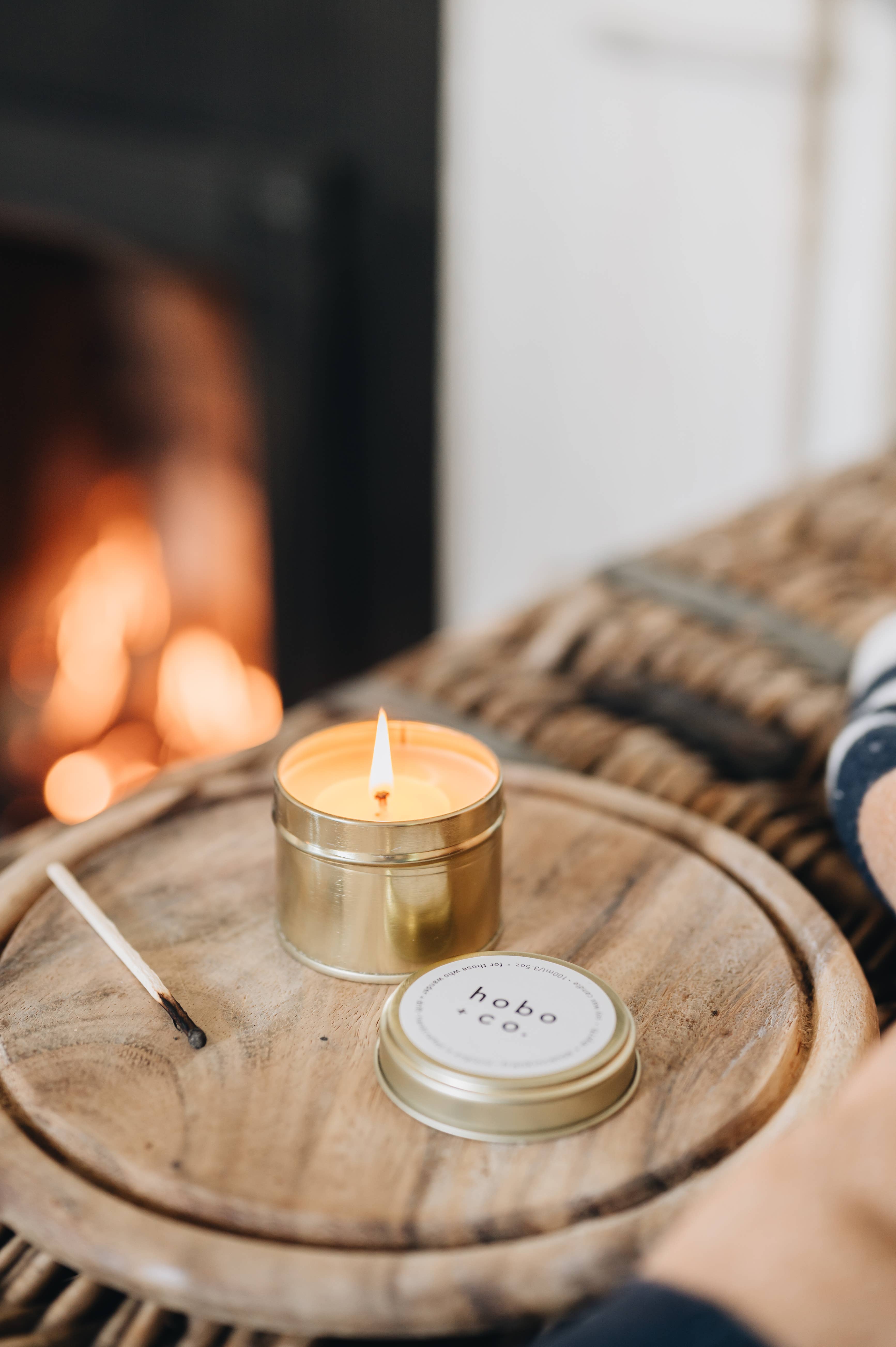 hobo + co. candles – wholesale Travel candles – Christmas Orange Spice Gold Travel Tin Scented Soy Candle2