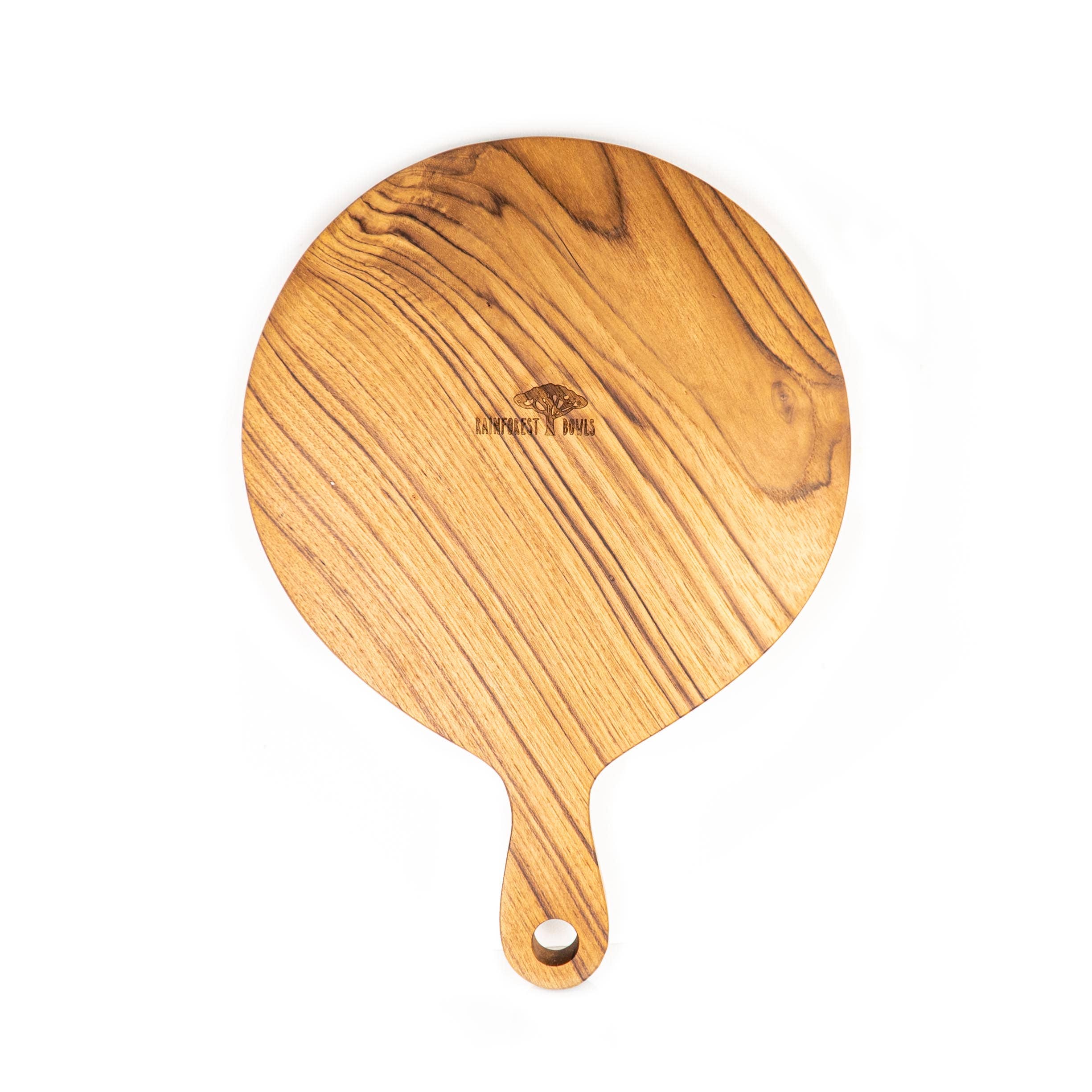 Rainforest Bowls - Wholesale Pizza Board - 10 Inch Teak Wood Pizza Board with Handle & Rim3