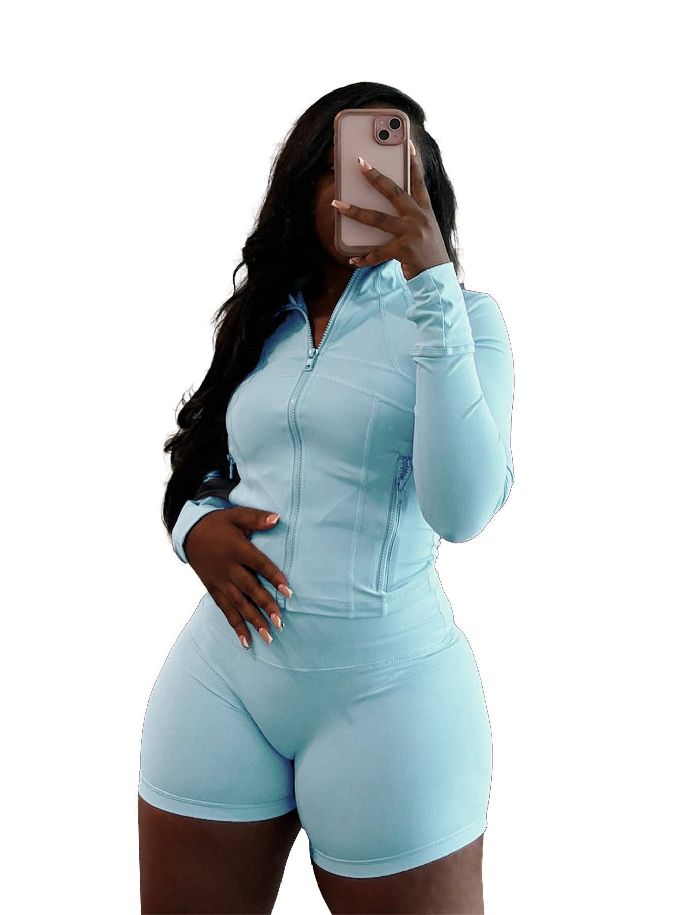 MB Fashion Wholesale - Wholesale Activewear Set - Women's - MB FASHION Athletic Set Long-Sleeve Zip-Up 4068LY5