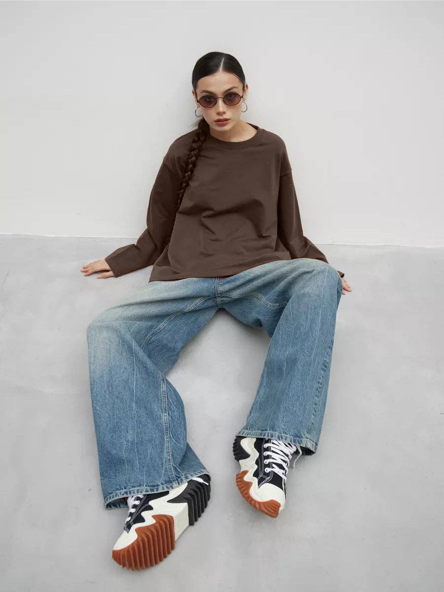 Suhkasana – wholesale T-shirt – women's – Heavyweight Cotton Long Sleeve Crewneck Oversized T Shirt21