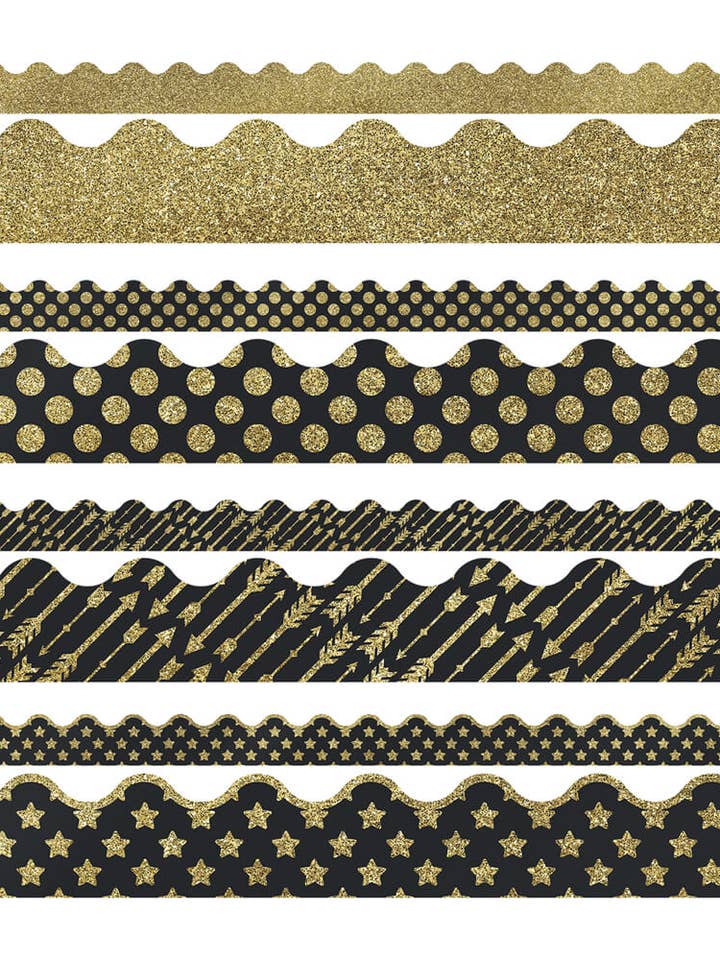 Sparkle + Shine Gold Scalloped Borders Set for wholesale by Carson Dellosa Education