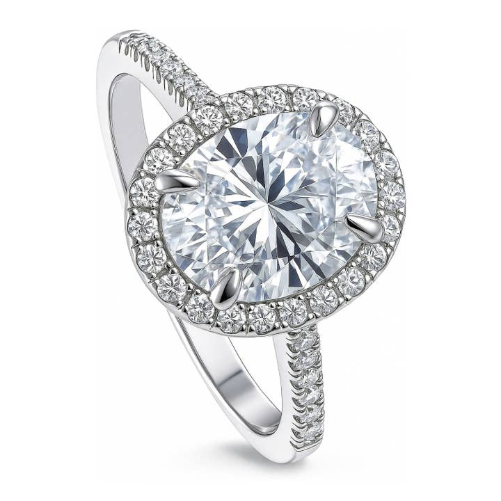 Bague de fiançailles et de mariage en argent sterling avec halo en CZ BERRICLE pour la vente par BERRICLE