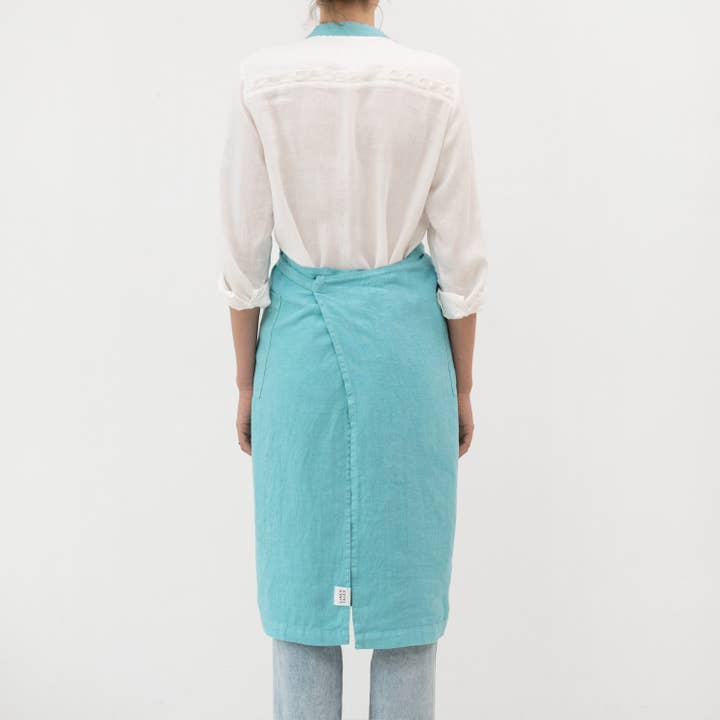 Linen Tales (We cover U.S. import duties) – Engroshandel Forklæde – Kystblå Linned Kokkeforklæde2