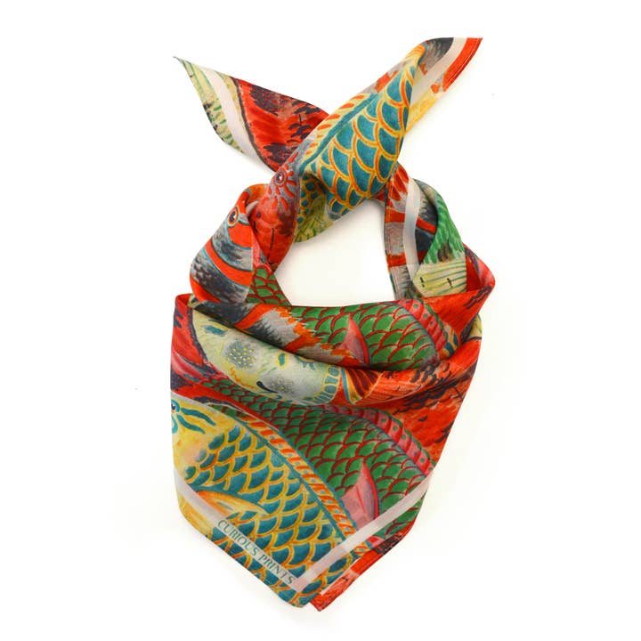 Curious Prints - Wholesale Scarf - Women's - 100% Silk Scarf Tropical Fish Summer Beach Bandana Tapestry4