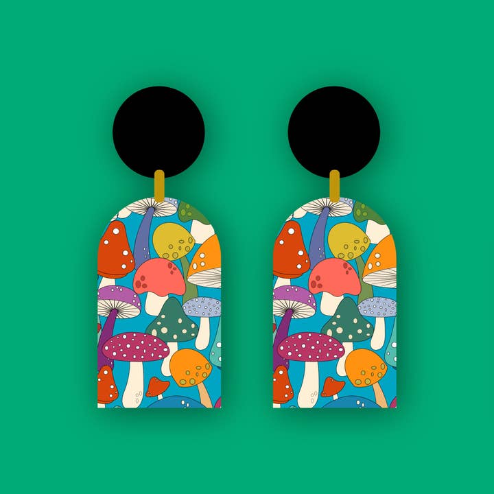 Wooden ‘Mushrooms’ statement earrings for wholesale by Hey There Munchquin