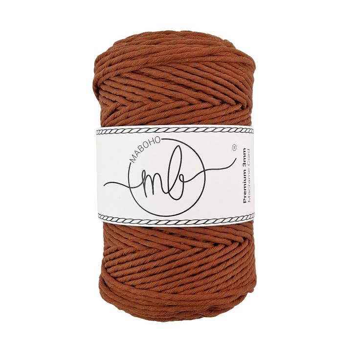 Maboho - 3 mm Rust Premium recycled macrame yarn, 150 m for wholesale by Makramee Manufaktur