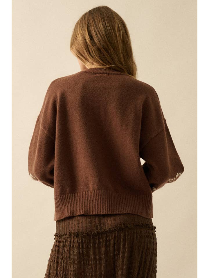 Promesa USA - Wholesale Knit Sweater - Women's - Solid Bow-Embroidered Bubble-Sleeve Sweater20