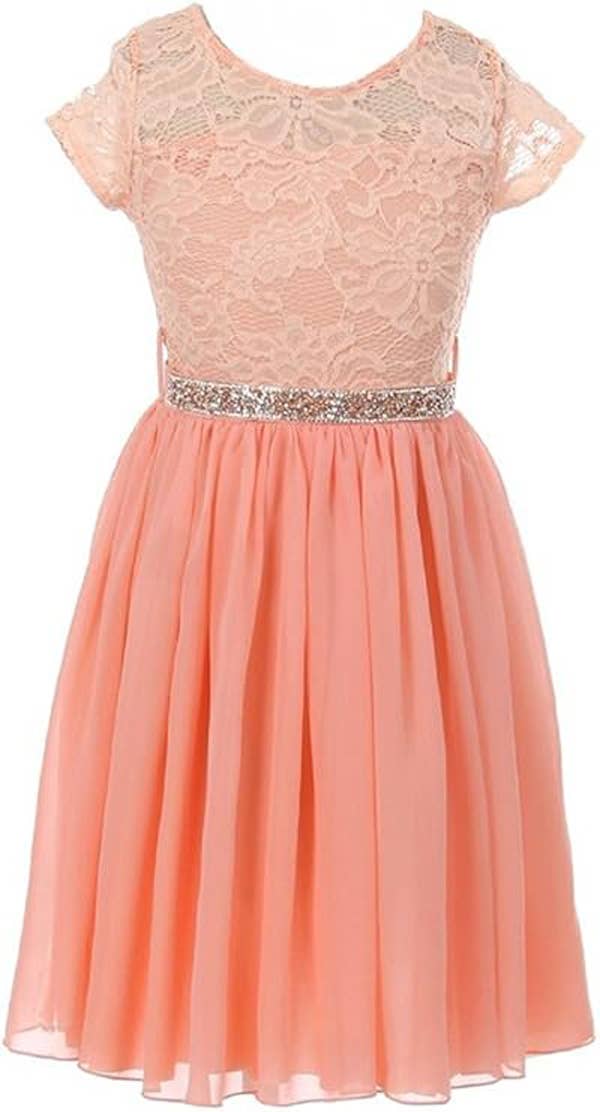 iGirlDress - Wholesale Dress - Kids - Floral Lace and Chiffon Flower Girl Dress 2-146