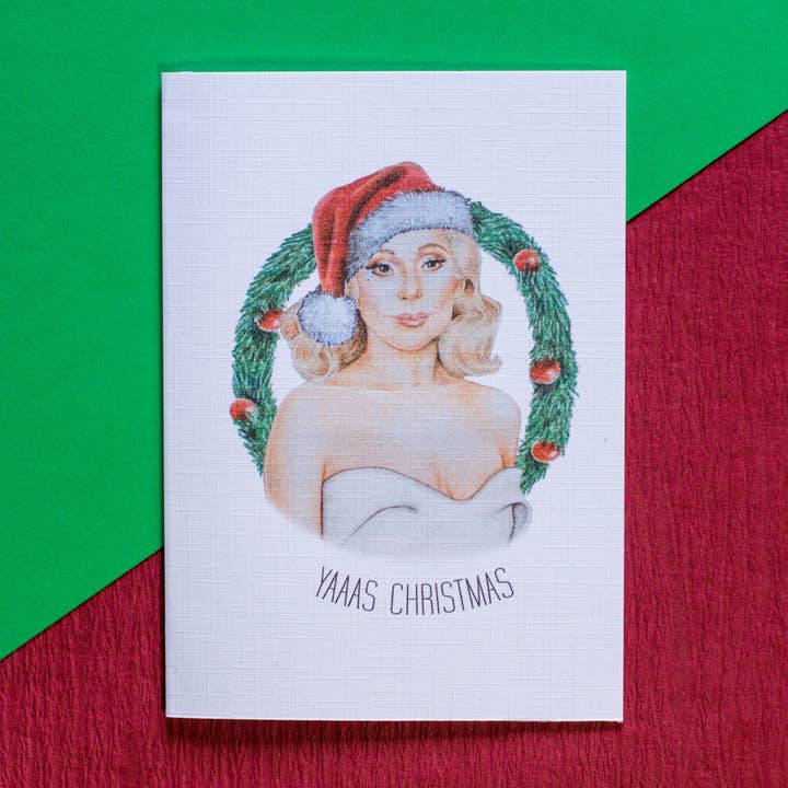 Gaga Christmas Card for wholesale by Mandy Illustrates
