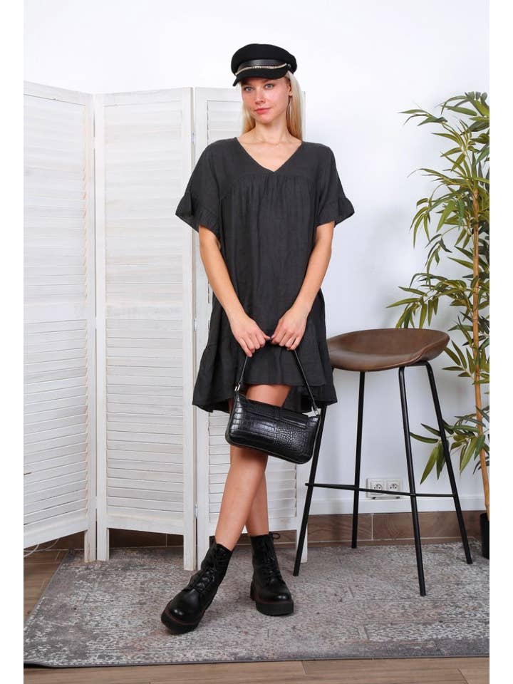 LÉA & LUC - Wholesale Dress - Women's - Short dress in 100% linen REF.1885/16