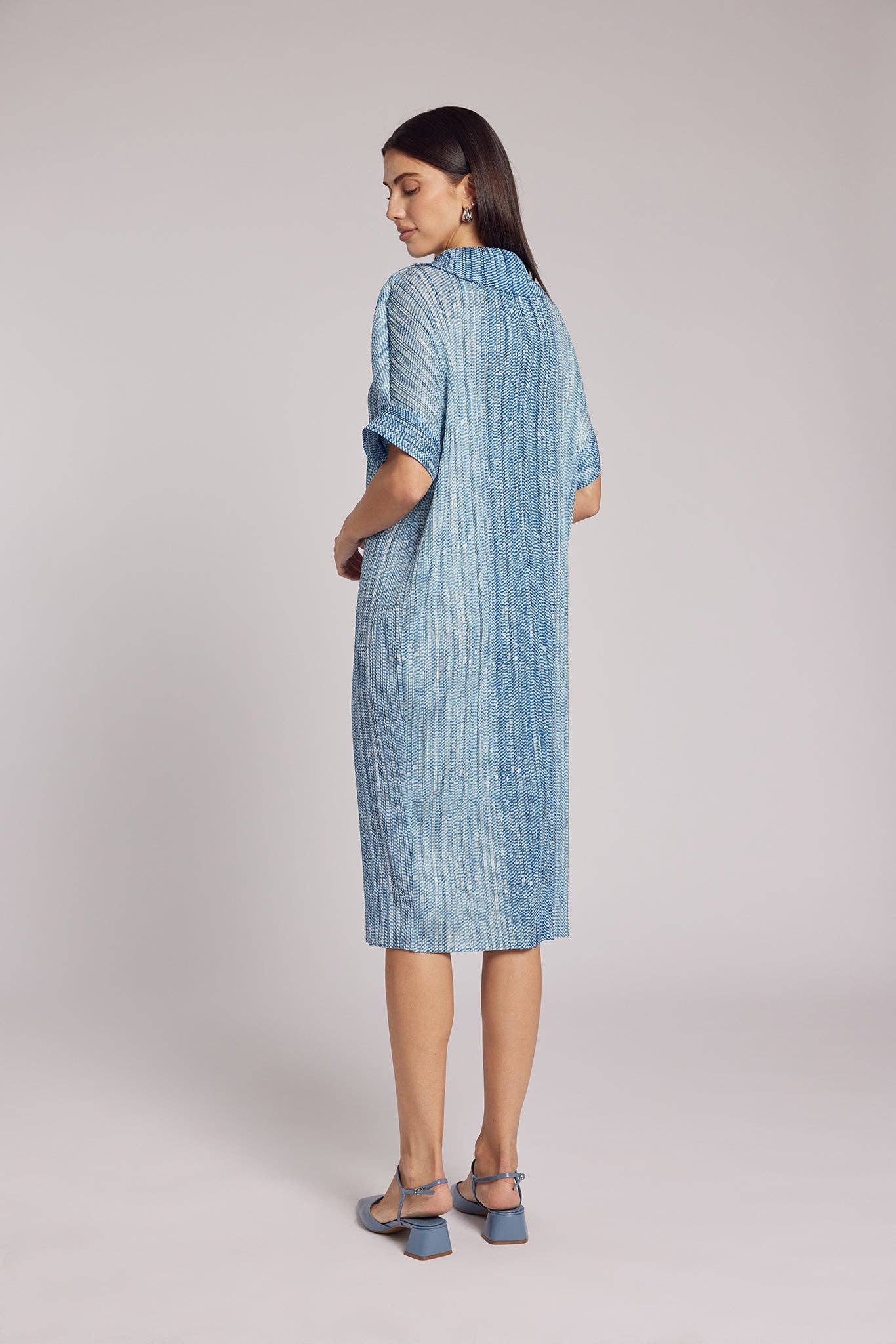 Chambray Eden Crystal Pleats Shirt Dress for wholesale on Faire5