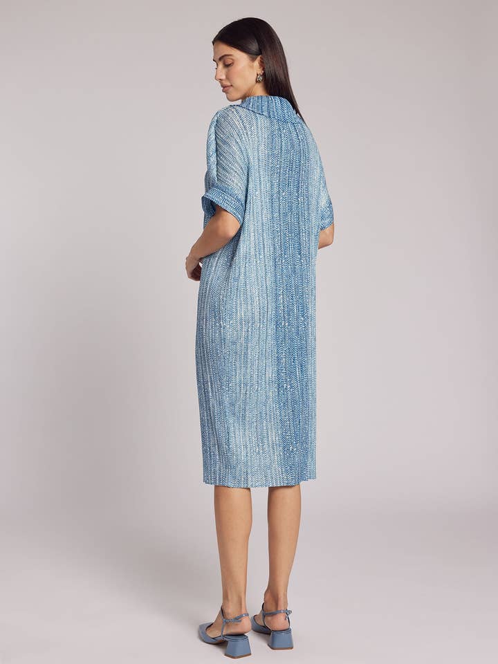 Chambray Eden Crystal Pleats Shirt Dress for wholesale on Faire5