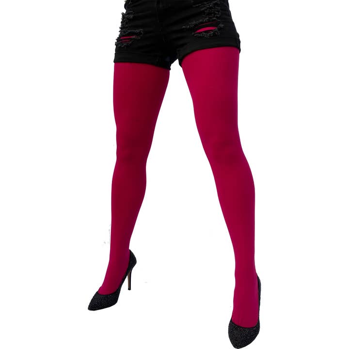 Malka Chic - Wholesale Tights - Women's - Cherry Pink Opaque Tights Plus Size for Women