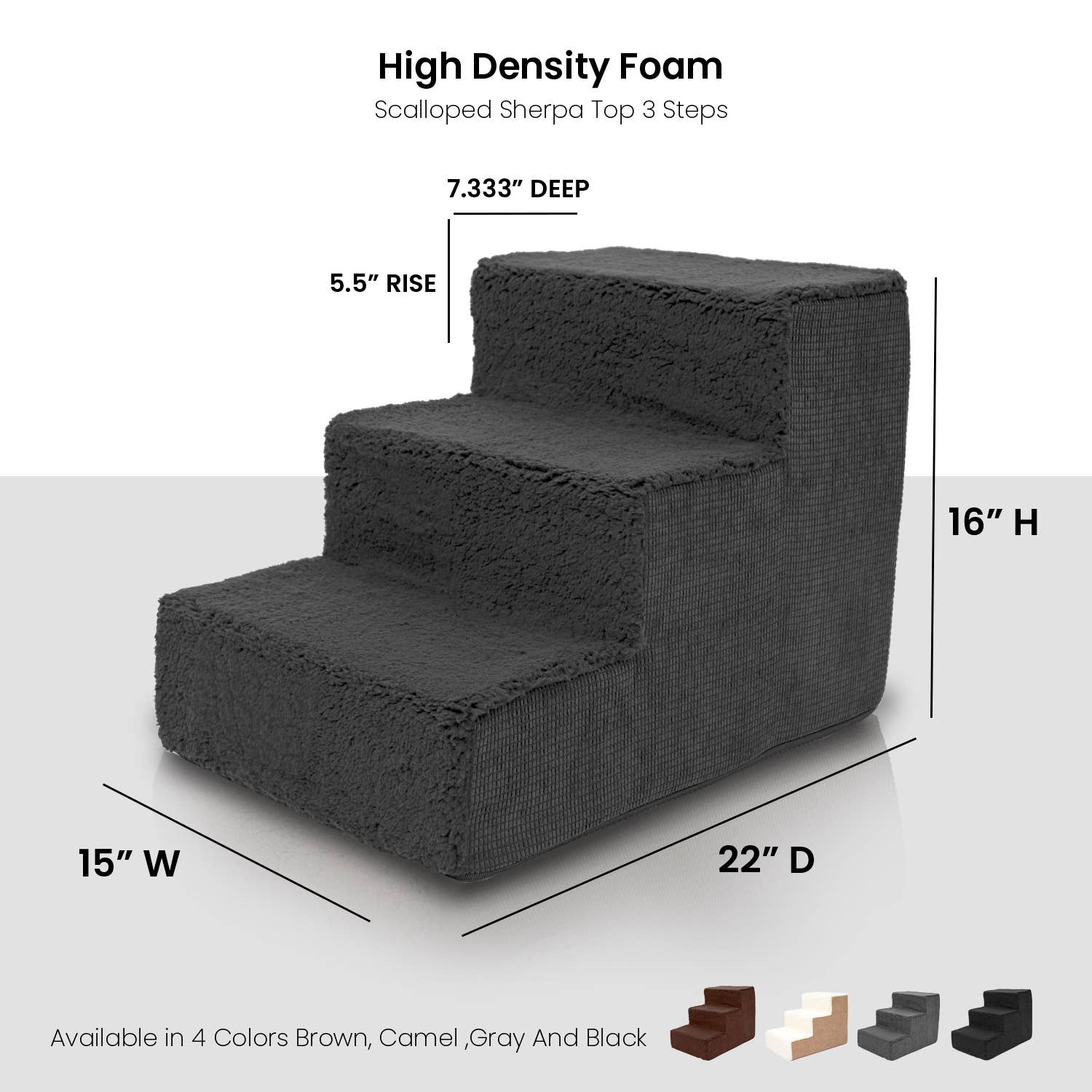 Precious Tails - Wholesale Pet Steps & Ramps - Cat/Dog - Precious Tails High Density Foam Sherpa 3 Steps Pet Stair22