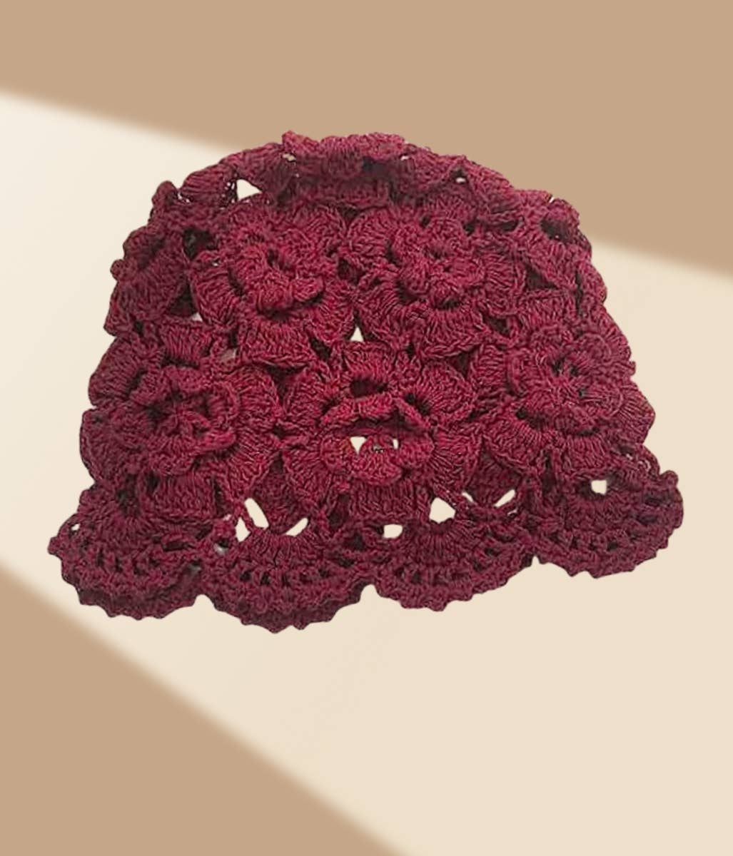 JC Sunny Fashion - Wholesale Bucket Hat - Women's - JCH903323 Vintage Hand-Crocheted Floral Dressy Bucket Hat2