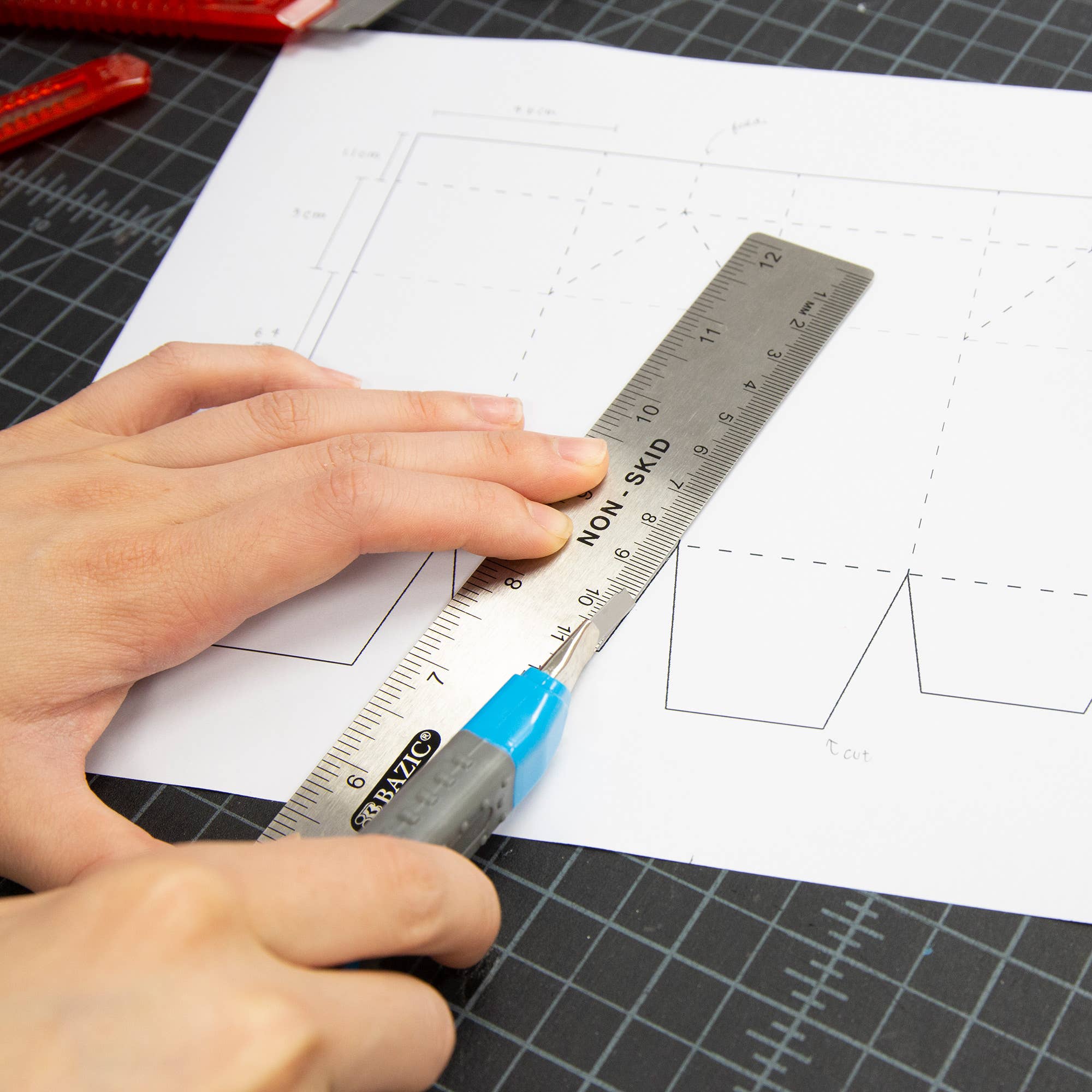 BAZIC Products - Wholesale Ruler - Stainless Steel Ruler w/ Non Skid Back 12" (30cm)5