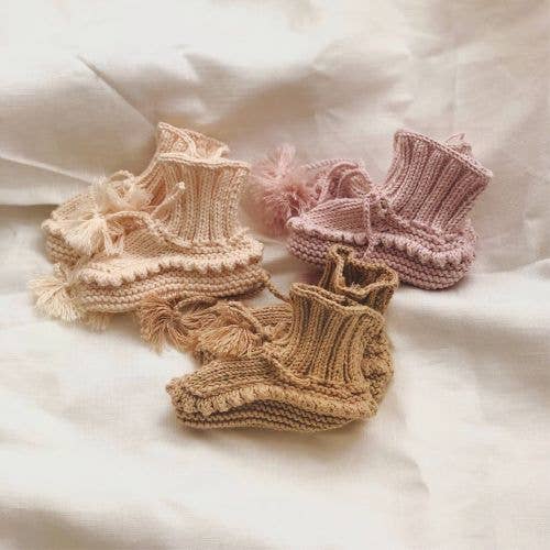 Omnis Pura – Engroshandel Støvletter - Baby – Økologisk bomuld håndstrikket 0-1Y Adel Baby Booties3