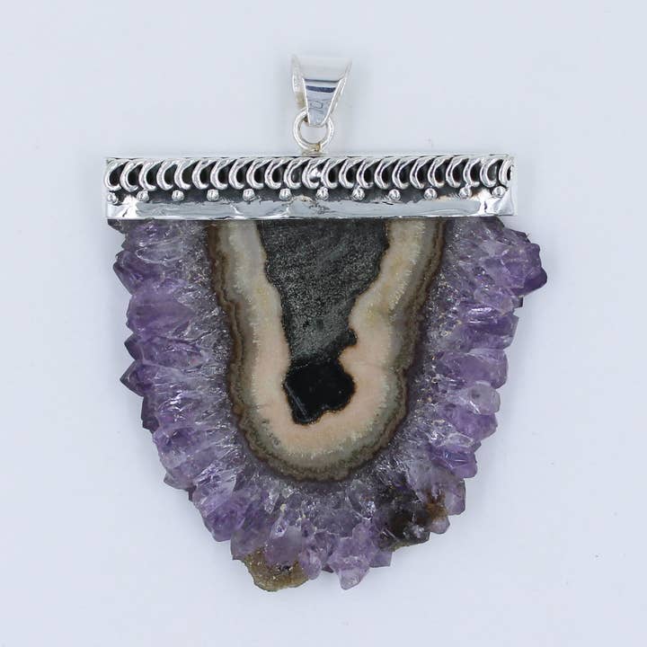 Amethyst Stalactite 925 Sterling Silver Pendant for wholesale by Silvex Jewelry