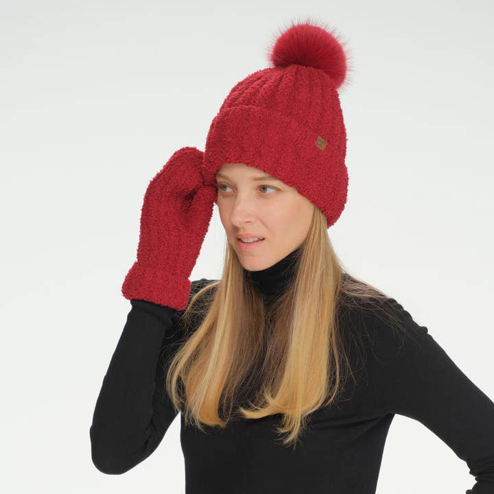 JOIA ACCESSORIES - Wholesale Beanie - Women's - CC COZY YARN HAT MITTEN SET, SEE 011115