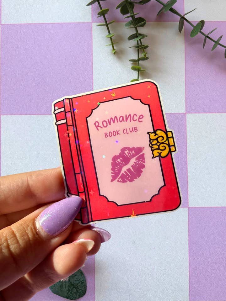 Romance Book Club Sparkly Sticker for wholesale by Lunar Cult Design