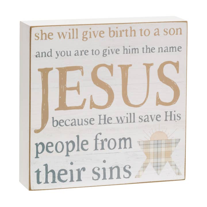 He Will Save His People Box Sign for wholesale by The Hearthside Collection