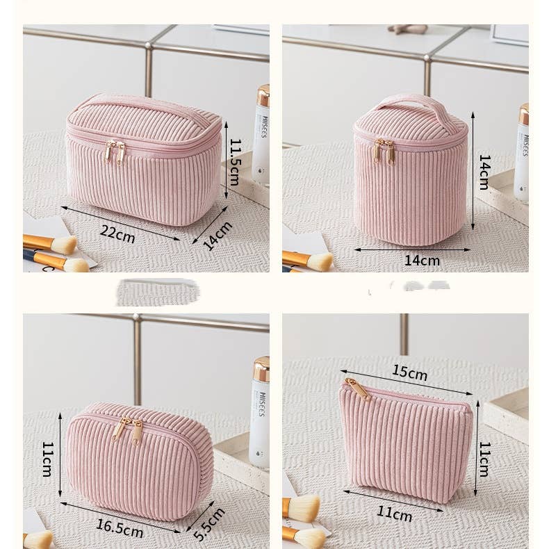 wandf - Wholesale Toiletry Bag - Women's - 4 pcs Portable Corduroy Travel Toiletry Bag2