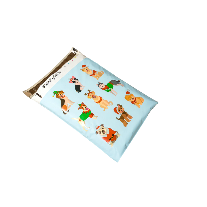 Lucky Avocado - Wholesale Envelopes - Festive Pups Designer Poly Mailers 10x132