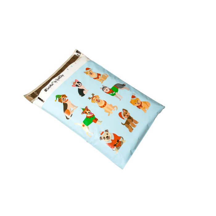 Lucky Avocado - Wholesale Envelopes - Festive Pups Designer Poly Mailers 10x132