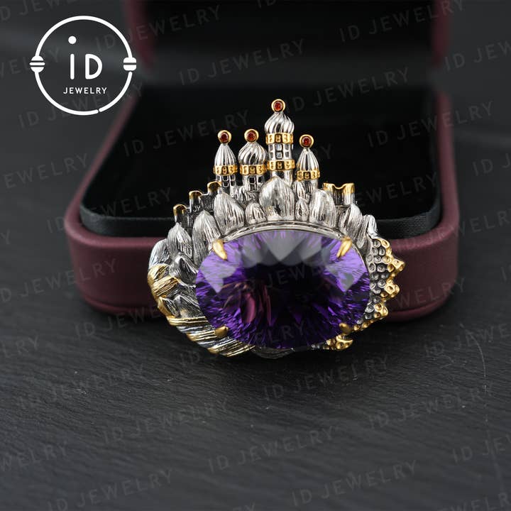 Koninklijke Amethist Broche| Vintage Statement Sieraden| Handgemaakte Edelsteen Hanger| Vergulde Broche| Elegant Cadeau voor Vrouwen voor wholesale door idjewelry