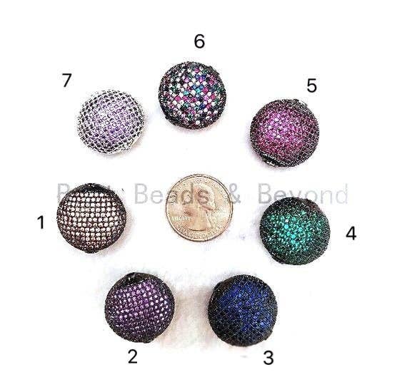 BestBeads&Beyond – wholesale Beads – 24mm LARGE Colored CZ Micro Pave Oval Beads, Focal Beads, CZ Pave Beads, Bronze/Green/Fuchsia/Cobalt Blue/Purple, Sku#GG12