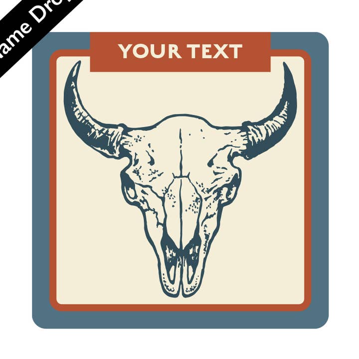 Autocolantes com Nome de Crânio de Búfalo | Personalizáveis por atacado de Counter Couture