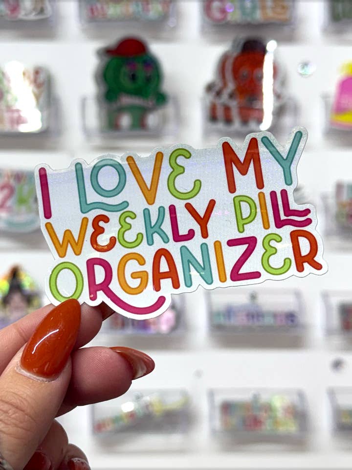 jag älskar min veckovisa pillerorganisatör med glittriga klistermärken för wholesale av Square Peggy