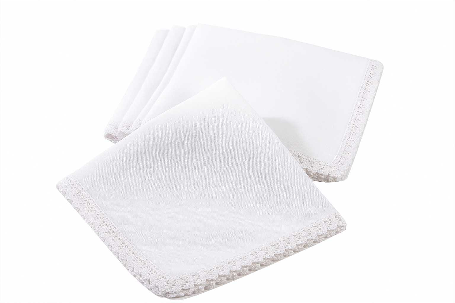 Fennco Styles - Venta al por mayor Servilletas de tela - Servilleta de algodón blanca con ribete de encaje – 50 cm x 50 cm1