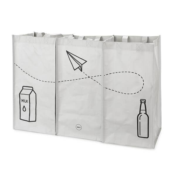 Balvi – Großhandel Mülleimer/Papierkorb – Recycling-Taschen-Set, ordentlicher Müll, grau, recyceltes PP