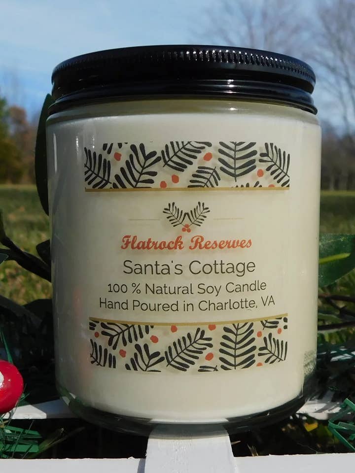 Santa's Cottage 8 oz. Candle for wholesale by Flatrock Reserves