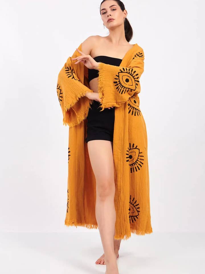 Umays Boho – wholesale Kimono - Dam – Evil Eye Kimono, Evil Eye Kaftan, Ekologisk bomullskimono