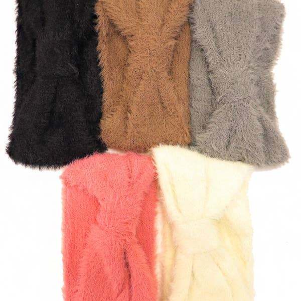 Cap Zone - Wholesale Fashion headband – women's - Solid Colored Faux Angora Fur Turban Head Band2