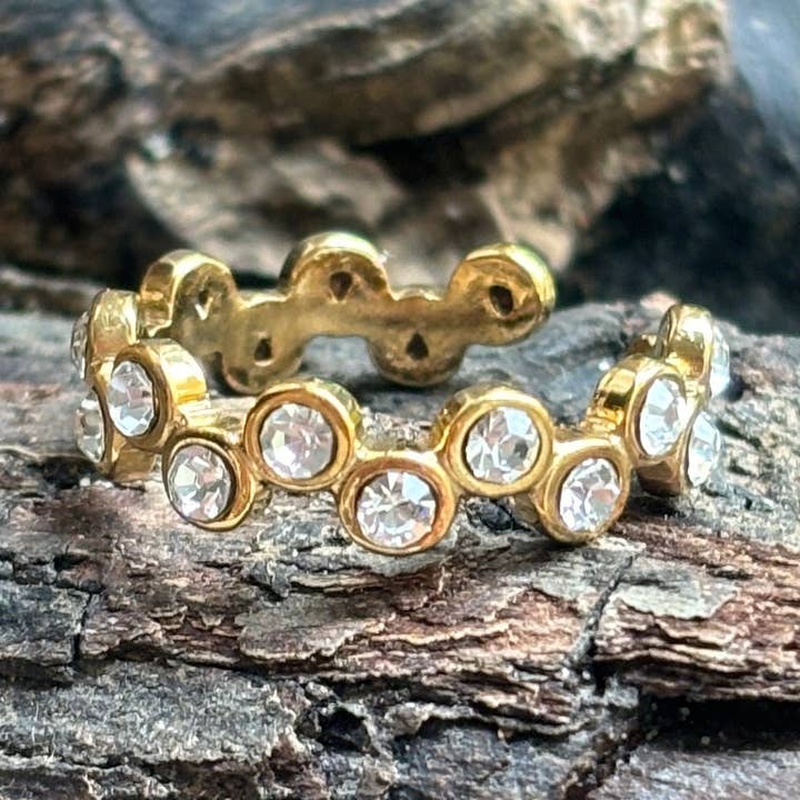 18ct Gold Plated Cubic Zirconia Stackable Ring - Available In Silver for wholesale by Ocean Ripples
